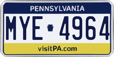 PA license plate MYE4964