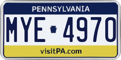PA license plate MYE4970