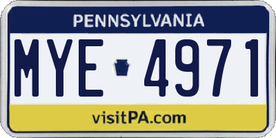 PA license plate MYE4971
