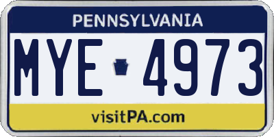 PA license plate MYE4973