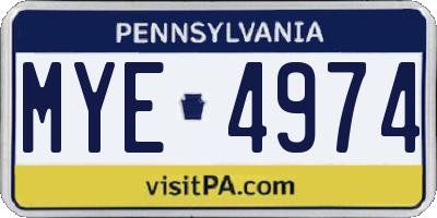 PA license plate MYE4974