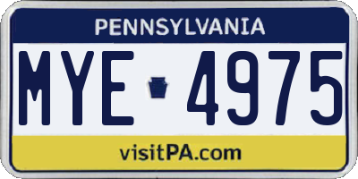 PA license plate MYE4975