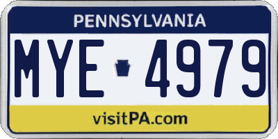 PA license plate MYE4979