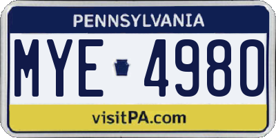 PA license plate MYE4980