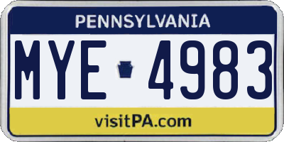PA license plate MYE4983