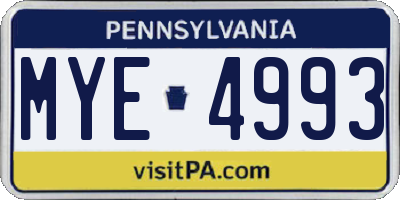 PA license plate MYE4993
