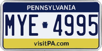 PA license plate MYE4995