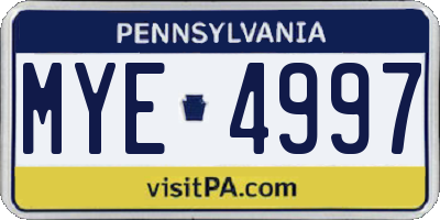 PA license plate MYE4997