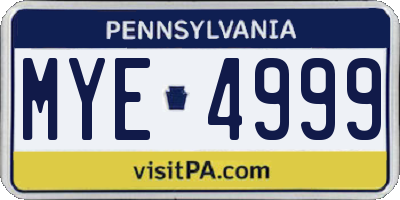 PA license plate MYE4999