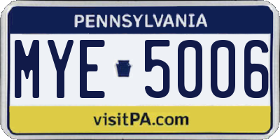 PA license plate MYE5006