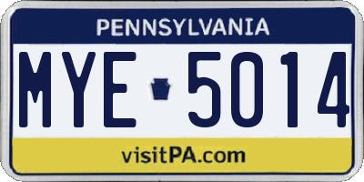 PA license plate MYE5014