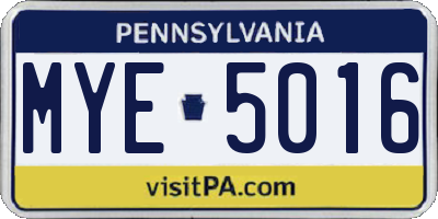 PA license plate MYE5016