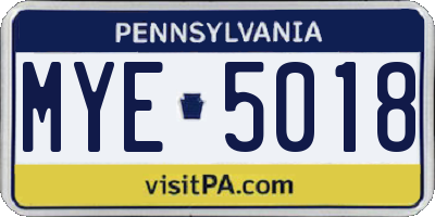 PA license plate MYE5018