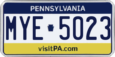 PA license plate MYE5023