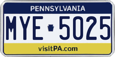 PA license plate MYE5025