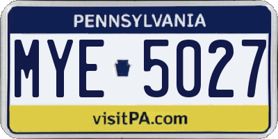 PA license plate MYE5027
