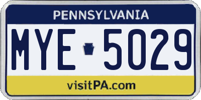 PA license plate MYE5029