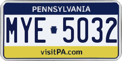 PA license plate MYE5032