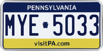 PA license plate MYE5033