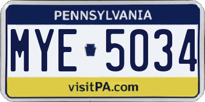 PA license plate MYE5034