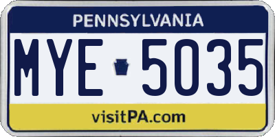 PA license plate MYE5035