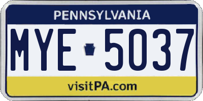 PA license plate MYE5037