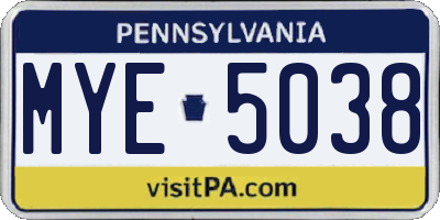 PA license plate MYE5038
