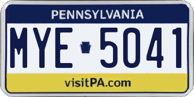 PA license plate MYE5041