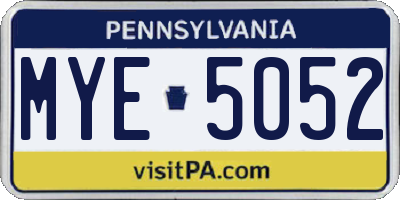 PA license plate MYE5052