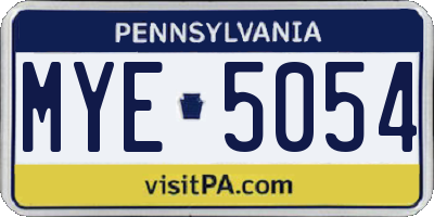 PA license plate MYE5054