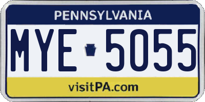 PA license plate MYE5055