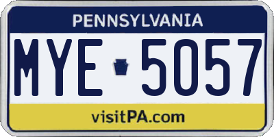 PA license plate MYE5057