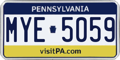 PA license plate MYE5059
