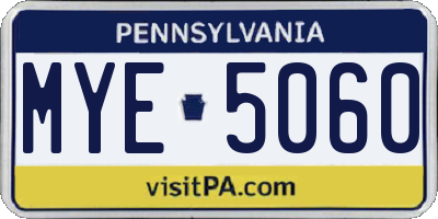 PA license plate MYE5060