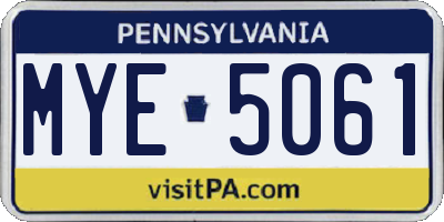 PA license plate MYE5061