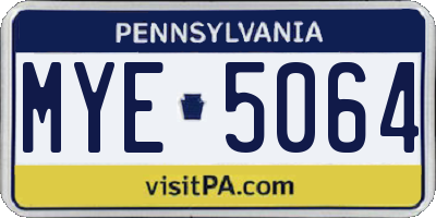 PA license plate MYE5064