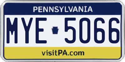 PA license plate MYE5066