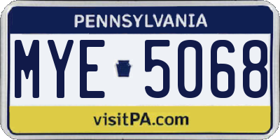 PA license plate MYE5068