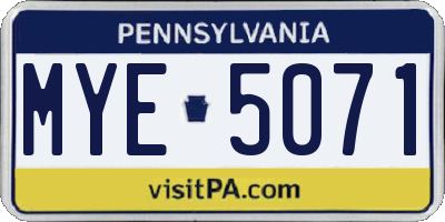 PA license plate MYE5071