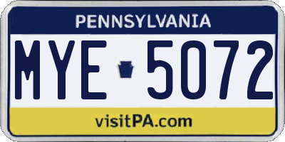 PA license plate MYE5072