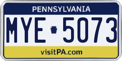 PA license plate MYE5073