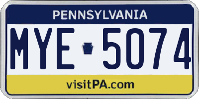 PA license plate MYE5074