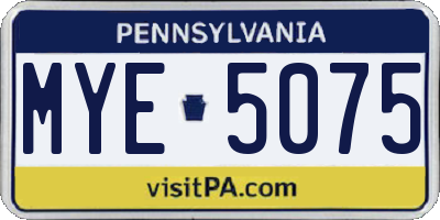 PA license plate MYE5075