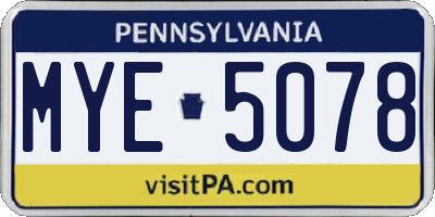PA license plate MYE5078