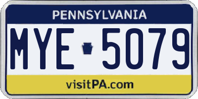 PA license plate MYE5079