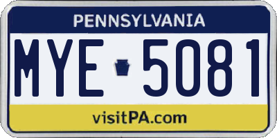 PA license plate MYE5081