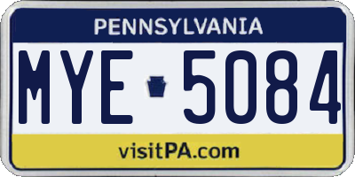 PA license plate MYE5084