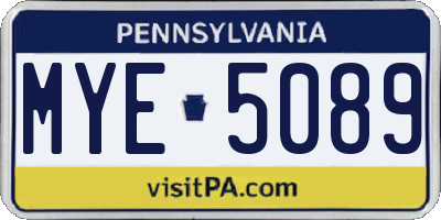 PA license plate MYE5089