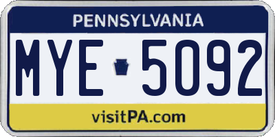PA license plate MYE5092