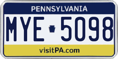 PA license plate MYE5098
